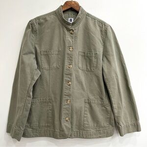 Gap True Y2K Vintage Utility Army Jacket Olive Green Collarless Women’s XXL